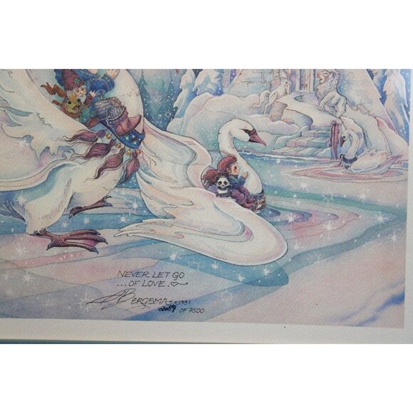 Jody Bergsma Matted Print Never Let Go of Love Winter Sparkle Kid Swan Ice Castl - Picture 7 of 14